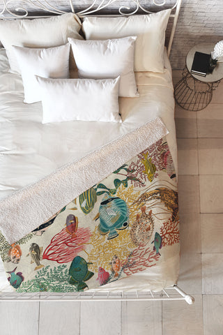DESIGN dannick coral reef deep silence Fleece Throw Blanket