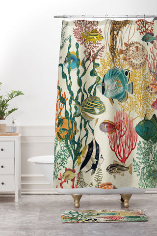 DESIGN d´annick coral reef deep silence Shower Curtain And Mat