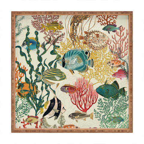 DESIGN d´annick coral reef deep silence Square Tray