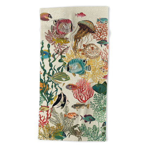 DESIGN dannick coral reef deep silence Beach Towel