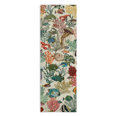 DESIGN dannick coral reef deep silence Yoga Towel