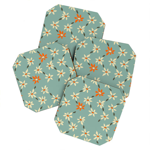 DESIGN dannick Daily pattern Retro Flower No1 Coaster Set