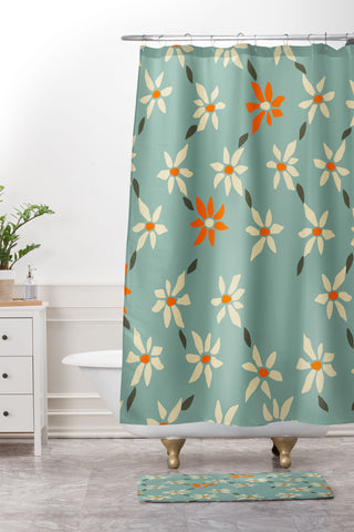 DESIGN d´annick Daily pattern Retro Flower No1 Shower Curtain And Mat