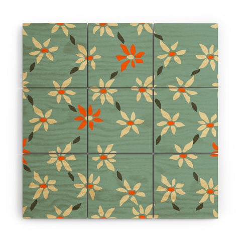 DESIGN d´annick Daily pattern Retro Flower No1 Wood Wall Mural