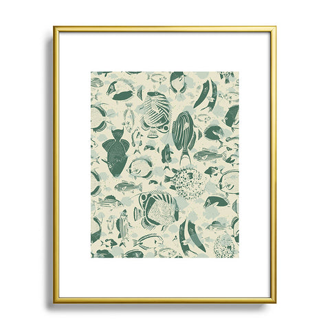 DESIGN dannick deep ocean fish family Metal Framed Art Print