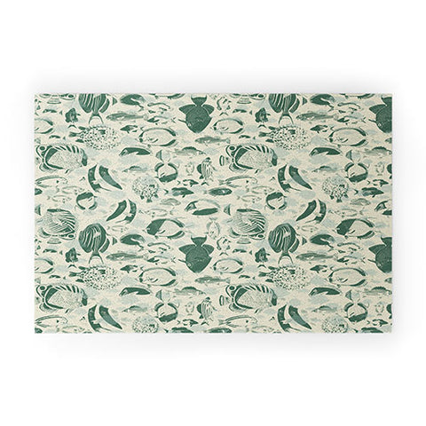 DESIGN dannick deep ocean fish family Welcome Mat