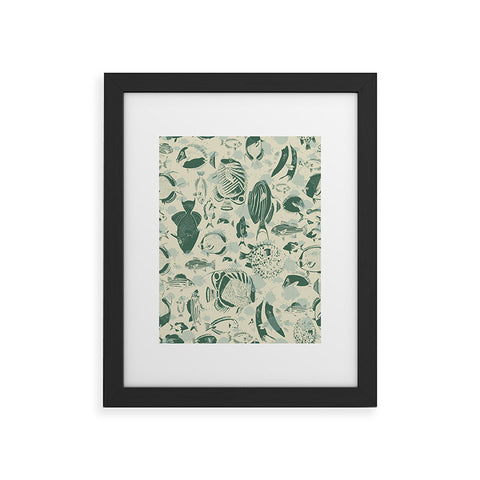DESIGN dannick deep ocean fish family Framed Art Print