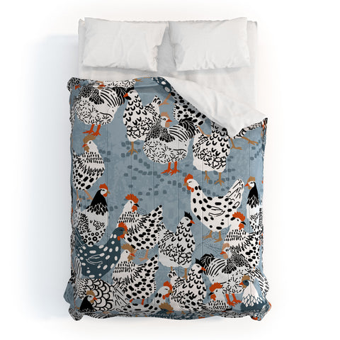 DESIGN dannick Favorite chickens blue Comforter