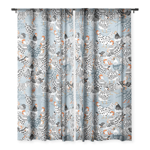 DESIGN dannick Favorite chickens blue Sheer Non Repeat