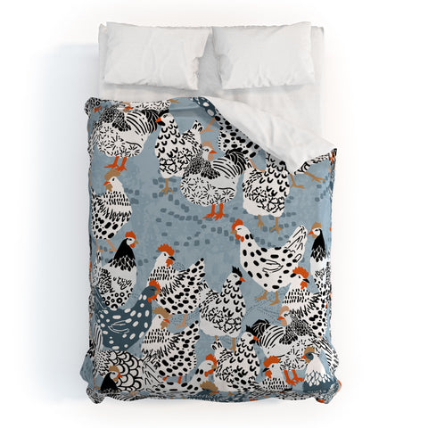 DESIGN dannick Favorite chickens blue Duvet Cover