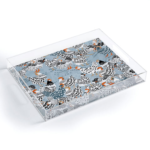 DESIGN d´annick Favorite chickens blue Acrylic Tray