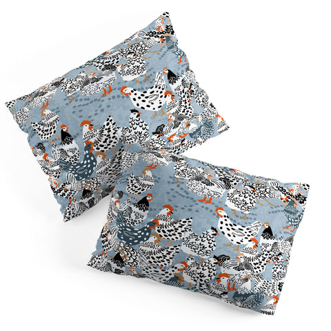 DESIGN d´annick Favorite chickens blue Pillow Shams
