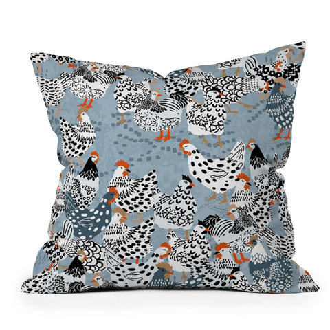 DESIGN dannick Favorite chickens blue Outdoor Throw Pillow