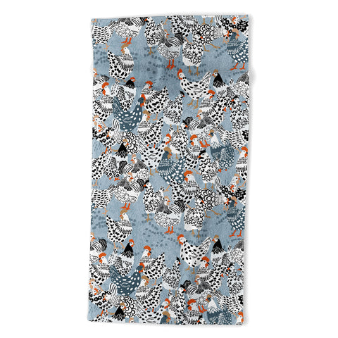 DESIGN dannick Favorite chickens blue Beach Towel