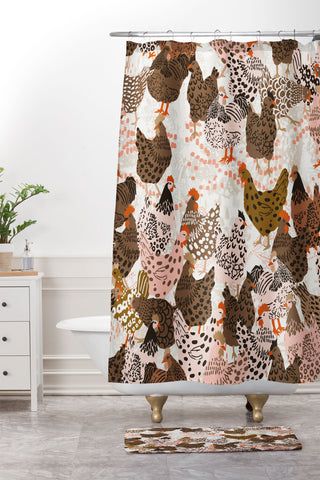 DESIGN dannick Favorite chickens brown Shower Curtain And Mat