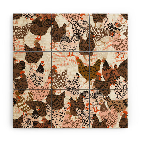 DESIGN dannick Favorite chickens brown Wood Wall Mural