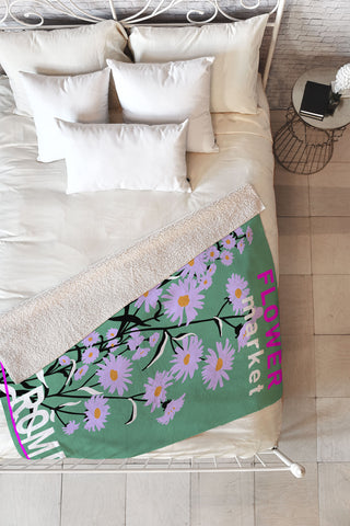 DESIGN d´annick Flower Market Rome Fleece Throw Blanket