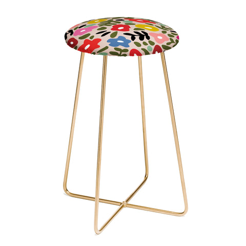 DESIGN dannick Flower meadow in muted colours Counter Stool