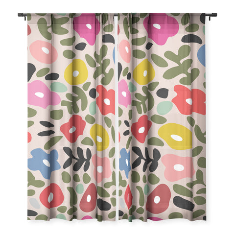 DESIGN d´annick Flower meadow in muted colours Sheer Non Repeat