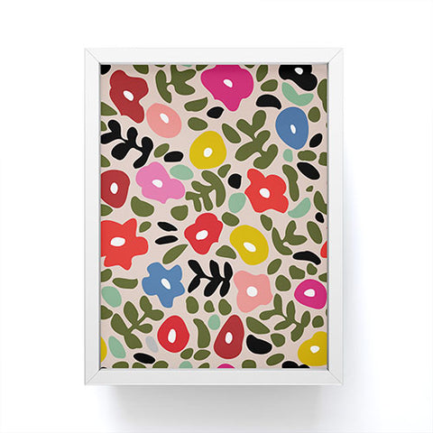 DESIGN d´annick Flower meadow in muted colours Framed Mini Art Print