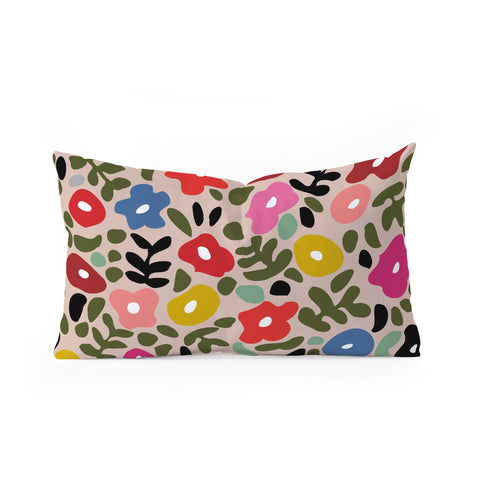 DESIGN d´annick Flower meadow in muted colours Oblong Throw Pillow