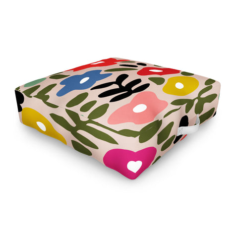 DESIGN dannick Flower meadow in muted colours Outdoor Floor Cushion