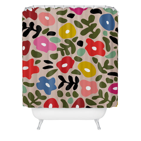DESIGN dannick Flower meadow in muted colours Shower Curtain
