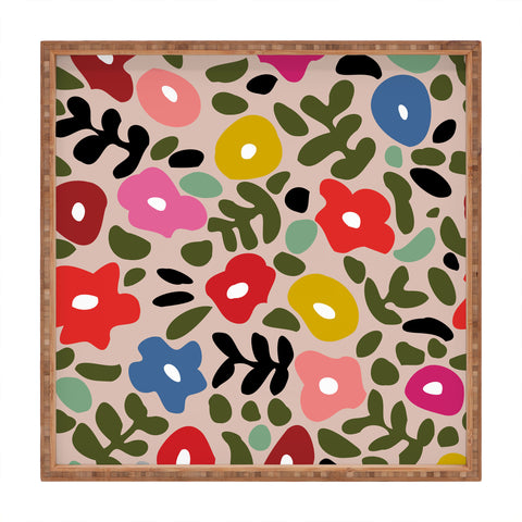DESIGN dannick Flower meadow in muted colours Square Tray
