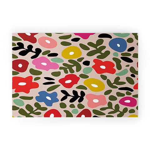 DESIGN d´annick Flower meadow in muted colours Welcome Mat