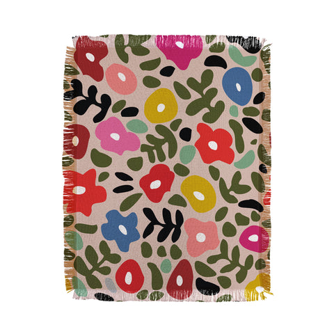 DESIGN d´annick Flower meadow in muted colours Throw Blanket