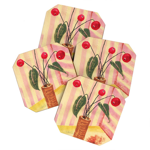 DESIGN dannick Flowers in a vase 1 Coaster Set