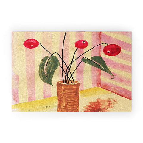 DESIGN dannick Flowers in a vase 1 Welcome Mat