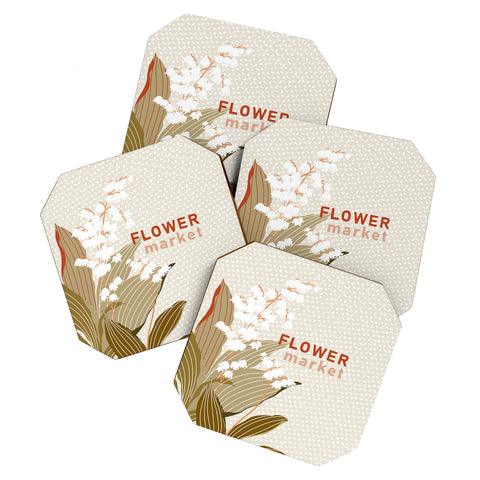 DESIGN dannick Flowers market lily of the valley Coaster Set