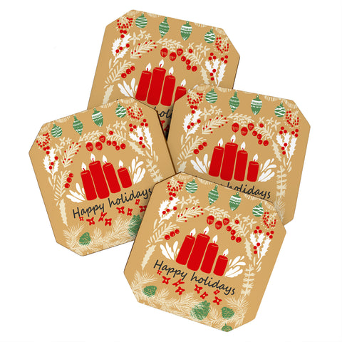 DESIGN d´annick happy holidays christmas greetings Coaster Set