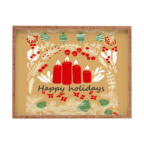 DESIGN d´annick happy holidays christmas greetings Rectangular Tray