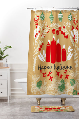 DESIGN d´annick happy holidays christmas greetings Shower Curtain And Mat