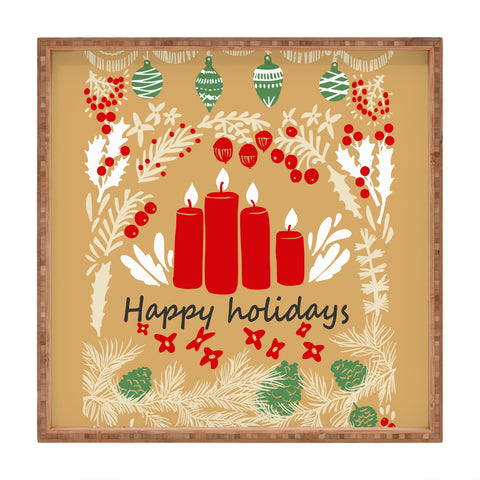 DESIGN dannick happy holidays christmas greetings Square Tray