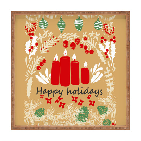 DESIGN d´annick happy holidays christmas greetings Square Tray