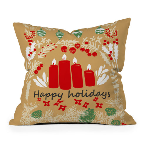 DESIGN d´annick happy holidays christmas greetings Throw Pillow