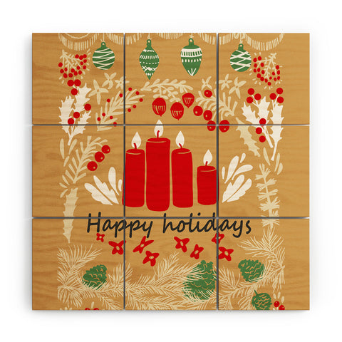 DESIGN dannick happy holidays christmas greetings Wood Wall Mural