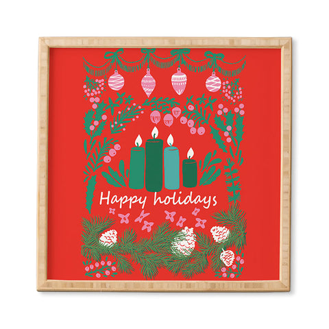 DESIGN dannick happy holidays greetings folk Framed Wall Art