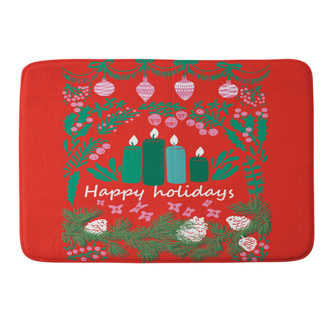 DESIGN dannick happy holidays greetings folk Memory Foam Bath Mat
