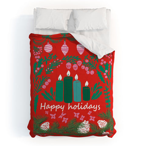 DESIGN dannick happy holidays greetings folk Comforter