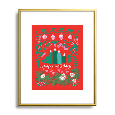 DESIGN dannick happy holidays greetings folk Metal Framed Art Print