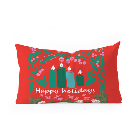 DESIGN d´annick happy holidays greetings folk Oblong Throw Pillow