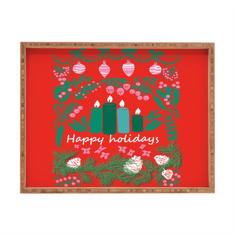 DESIGN dannick happy holidays greetings folk Rectangular Tray