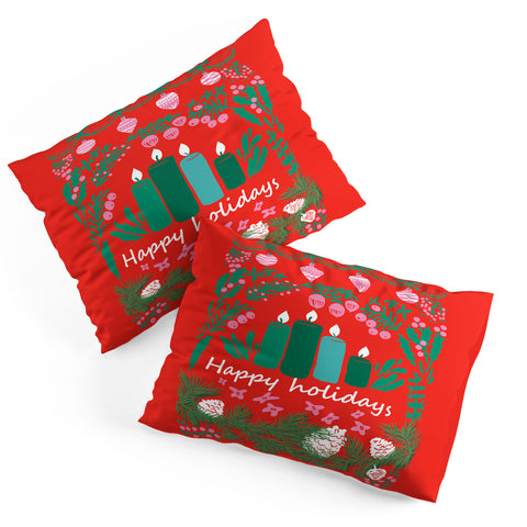 DESIGN d´annick happy holidays greetings folk Pillow Shams