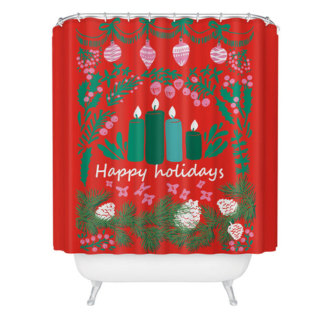 DESIGN dannick happy holidays greetings folk Shower Curtain