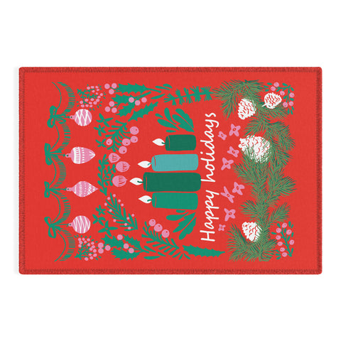 DESIGN dannick happy holidays greetings folk Outdoor Rug