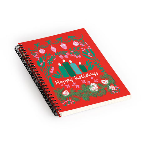 DESIGN d´annick happy holidays greetings folk Spiral Notebook